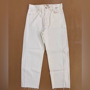 NWT Madewell Women's Cream Pieced Barrel-Leg Jeans
